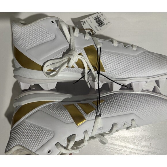 Adidas Adizero Impact.2 MD Mens Shoes Sz 9 White Gold Lace-Up Football Cleats - Picture 3 of 8